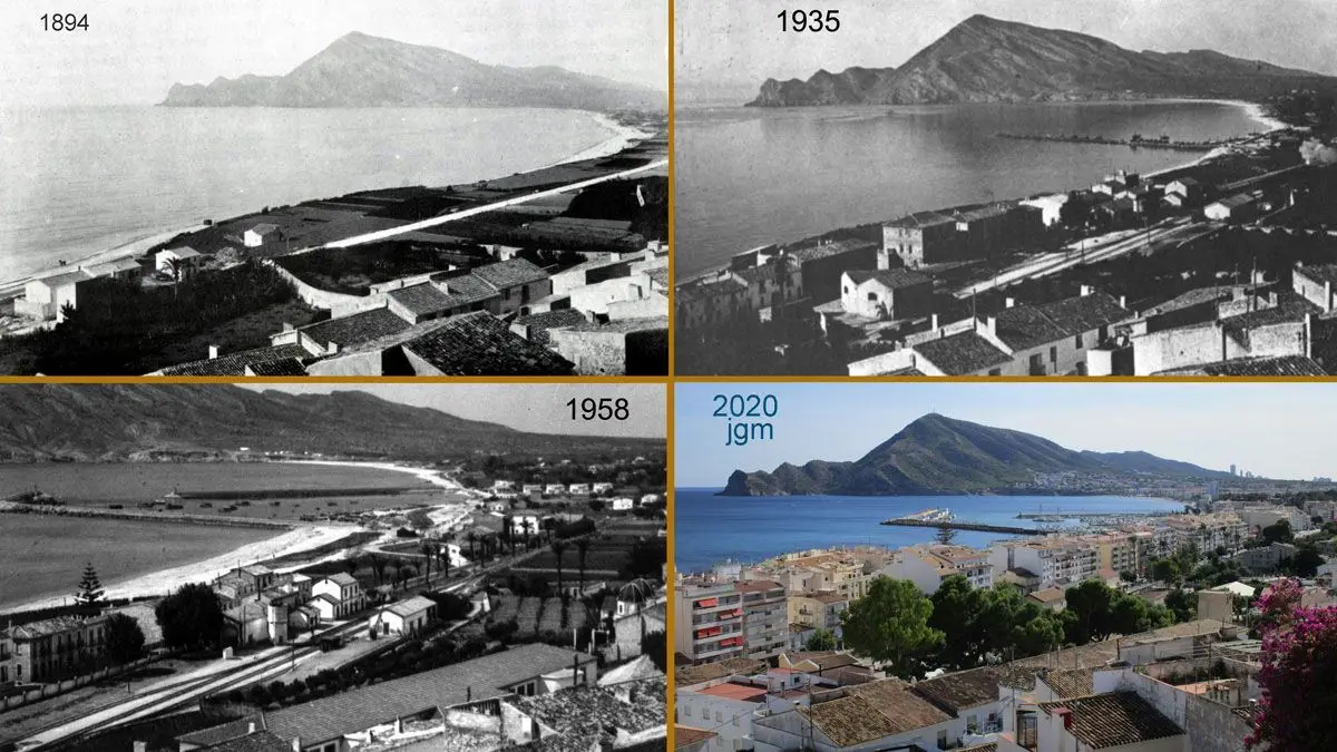 1894 · 1935 · 1958 · 2020 — La bahía desde arriba